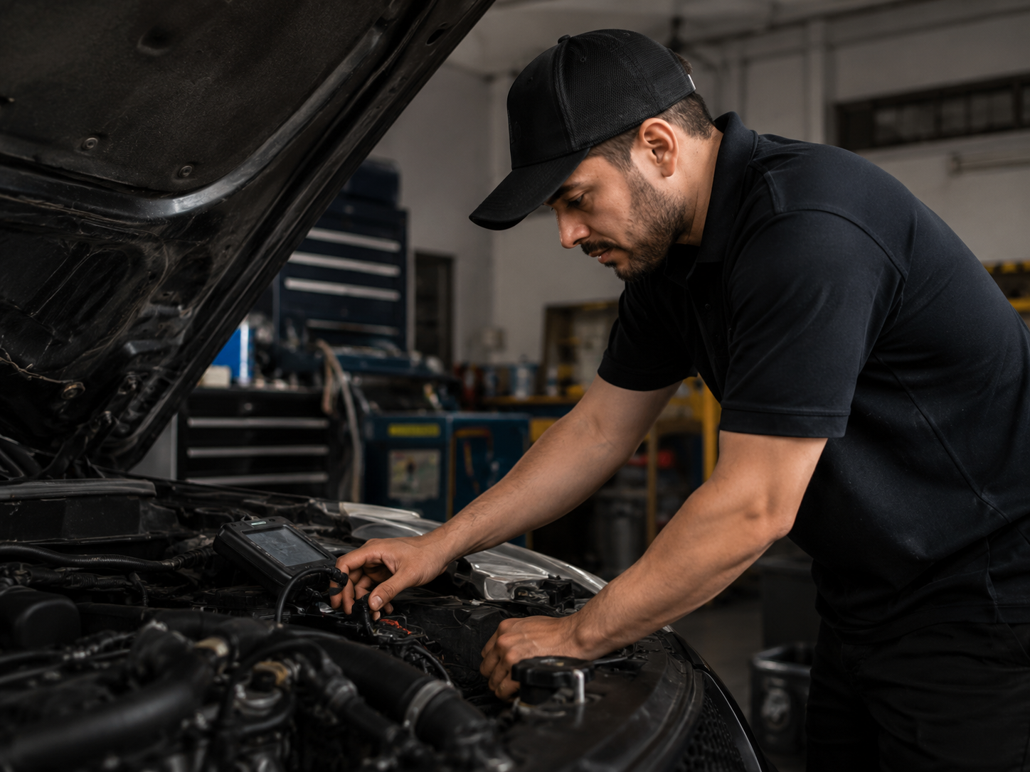 Técnico realizando diagnóstico automotriz